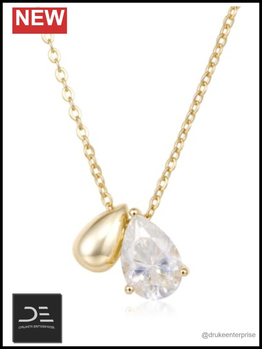 1.5ct Teardrop Moissanite Necklace Sterling Silver 18-20in